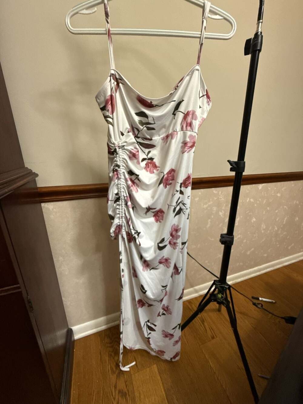 SHEINSXY Floral Ruched Side Midi Dress Size L